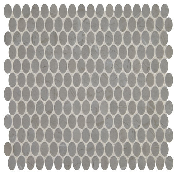 Daltile Fanfare Statuette 12" X 12" Oval Mosaic Paloma Gray