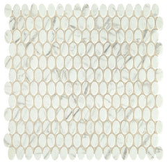 Daltile Fanfare Statuette 12" X 12" Oval Mosaic Venetian White