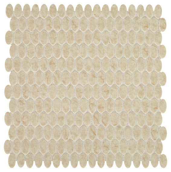 Daltile Fanfare Statuette 12" X 12" Oval Mosaic Harbor Beige