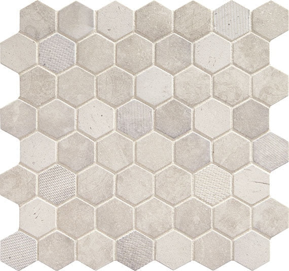 Daltile Fanfare Vintage Hex 12" X 12" Hexagon Mosaic Wisdom White