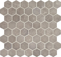 Daltile Fanfare Vintage Hex 12" X 12" Hexagon Mosaic Artifact Gray