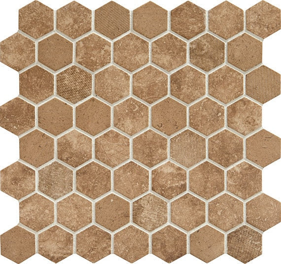 Daltile Fanfare Vintage Hex 12" X 12" Hexagon Mosaic Legacy Sepia