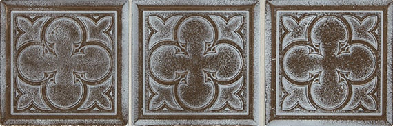 Daltile Vintage Metals 4" X 4" Deco Clover Whitewash Classic Bronze