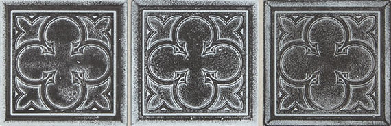 Daltile Vintage Metals 4" X 4" Deco Clover Whitewash Iron