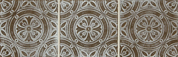 Daltile Vintage Metals 4" X 4" Deco Rosette Whitewash Classic Bronze