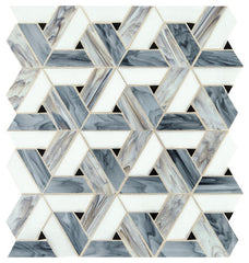 Daltile Fanfare 1" X 3" Trapezoid Mosaic Spectra Blue