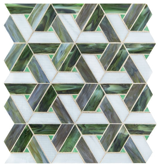 Daltile Fanfare 1" X 3" Trapezoid Mosaic Enchanted Green
