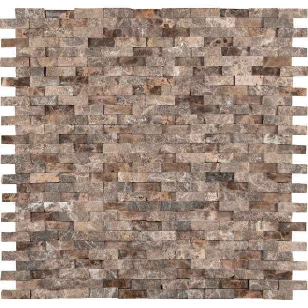 MS International Natural Stone Marble 12" x 12" Mosaic Emperador Splitface