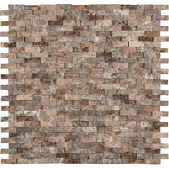 MS International Natural Stone Marble 12" x 12" Mosaic Emperador Splitface