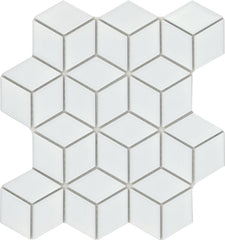 Emser Influence 10"x12" Cube Mosaic 1.89"x3.27" Polished White