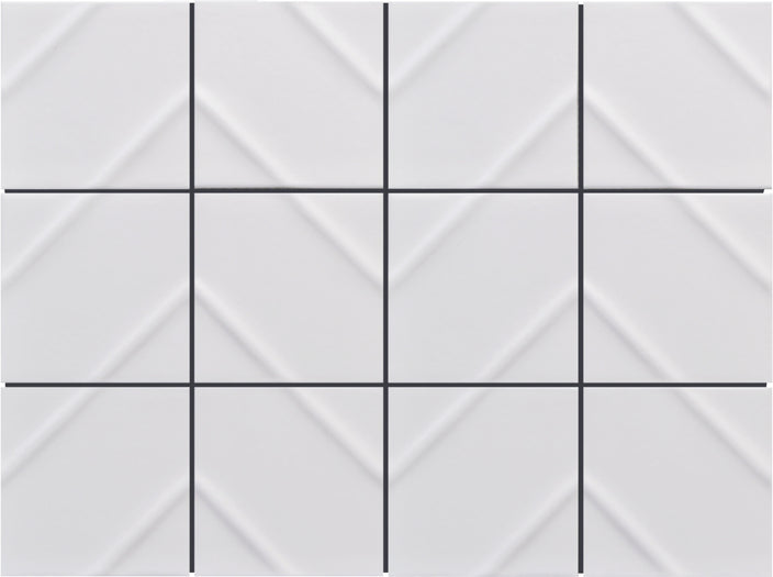 Emser Kumito 12"x16" Chevron Mosaic 3.9"X3.9" Matte White