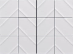 Emser Kumito 12"x16" Chevron Mosaic 3.9"X3.9" Matte White
