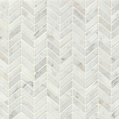Bedrosians Marble 12" X 12" Chevron Mosaic Honed White Carrara