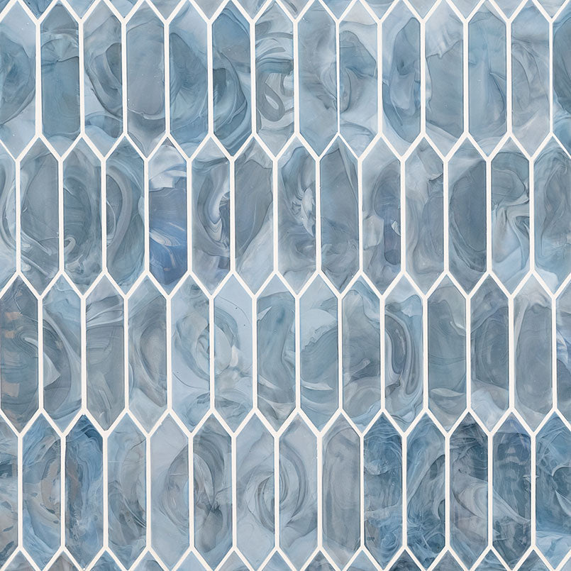 MS International Decorative Mosaic 12" x 12" Picket Blue Shimmer