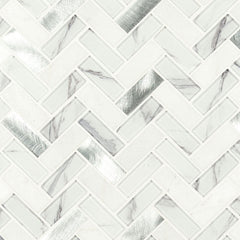 MS International Decorative Mosaic 12" x 12" Herringbone 1" x 3" Bytle Bianco
