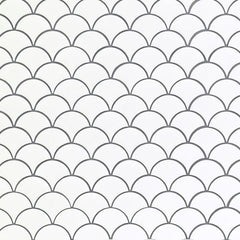 MS International Domino 12" x 12" Scallop Glossy White