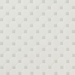 MS International Domino 12" x 12" Octagon 2" White And Gray