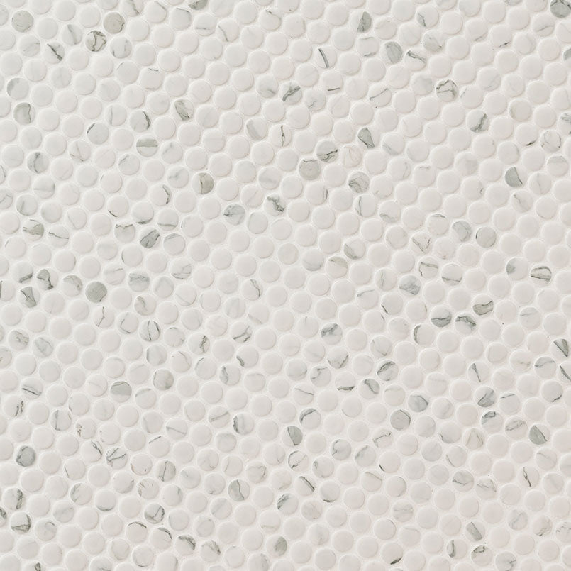 MS International Decorative Mosaic 12" x 12" Penny Round Carrara