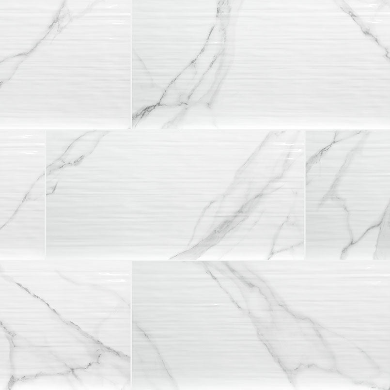MS International Dymo 12" x 24" Glossy Statuary Stripe White
