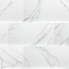 MS International Dymo 12" x 24" Glossy Statuary Stripe White