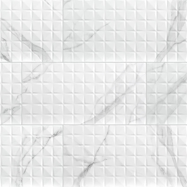 MS International Dymo 12" x 24" Glossy Statuary Chex White