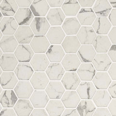 MS International Decorative Mosaic 12" x 12" Hexagon 2" Statuario Celano