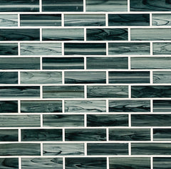 MS International Decorative Mosaic 12" x 12" Subway 2" x 6" Midnight Blue Ombre
