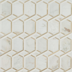 MS International Decorative Mosaic 12" x 12" Geometric Luxor Royal Link Gold