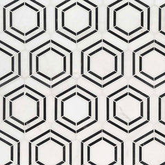 MS International Decorative Mosaic 12" x 12" Geometric Georama Nero
