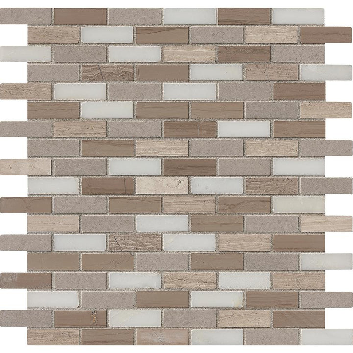 MS International Decorative Mosaic 12" x 12" Brick 0.6" x 2" Arctic Storm