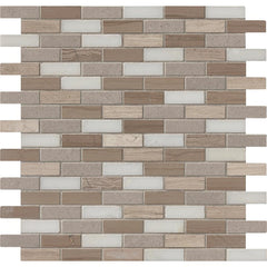 MS International Decorative Mosaic 12" x 12" Brick 0.6" x 2" Arctic Storm