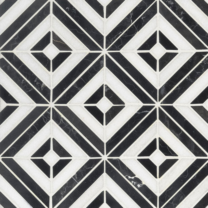 MS International Decorative Mosaic 12" x 12" Geometric Rhombix Nero