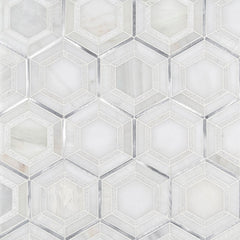 MS International Decorative Mosaic 12" x 12" Hexagon Medici Silver