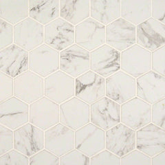 MS International Pietra 2" x 2" Mosaic Hexagon Carrara