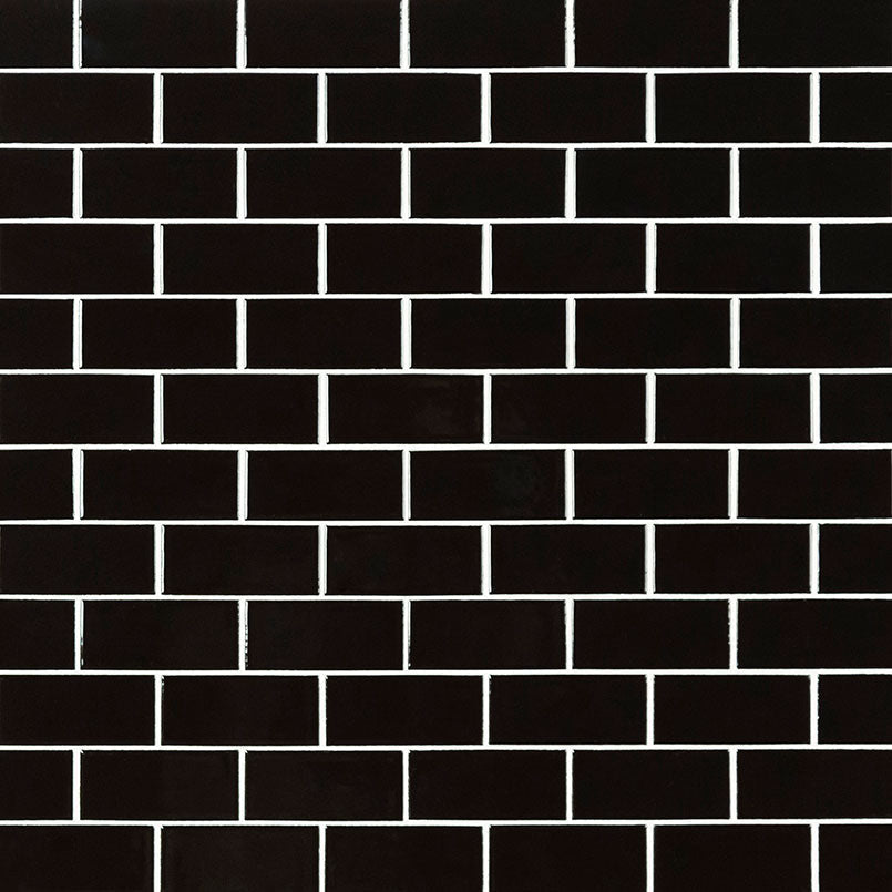 MS International Domino 12" x 12" Glossy 2" x 4" Black