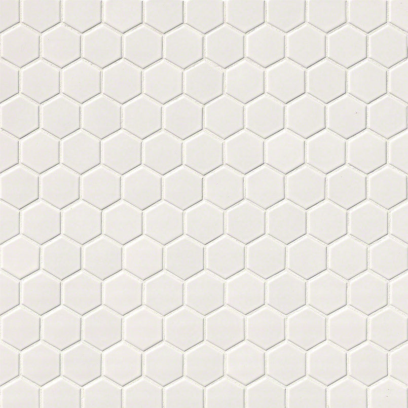 MS International Domino 12" x 12" Hexagon 2" Matte White