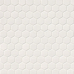 MS International Domino 12" x 12" Hexagon 2" Matte White
