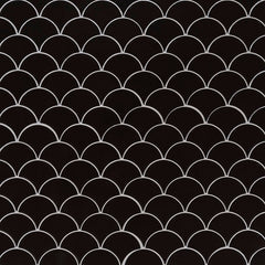 MS International Domino 12" x 12" Scallop Glossy Black