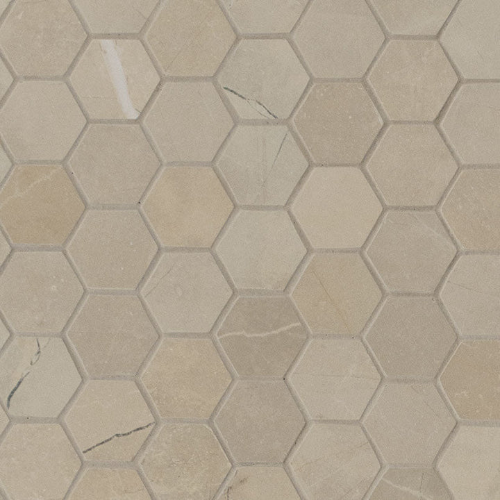 MS International Sande 2" x 2" Hexagon Matte Cream