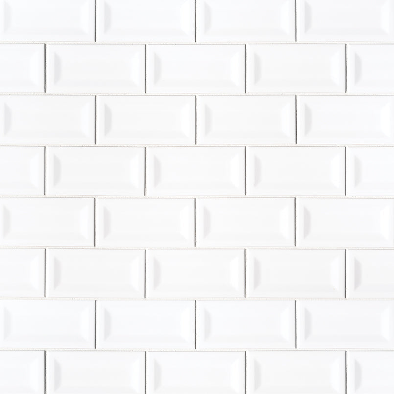 MS International Domino 12" x 12" Inverted Beveled 3" x 6" White