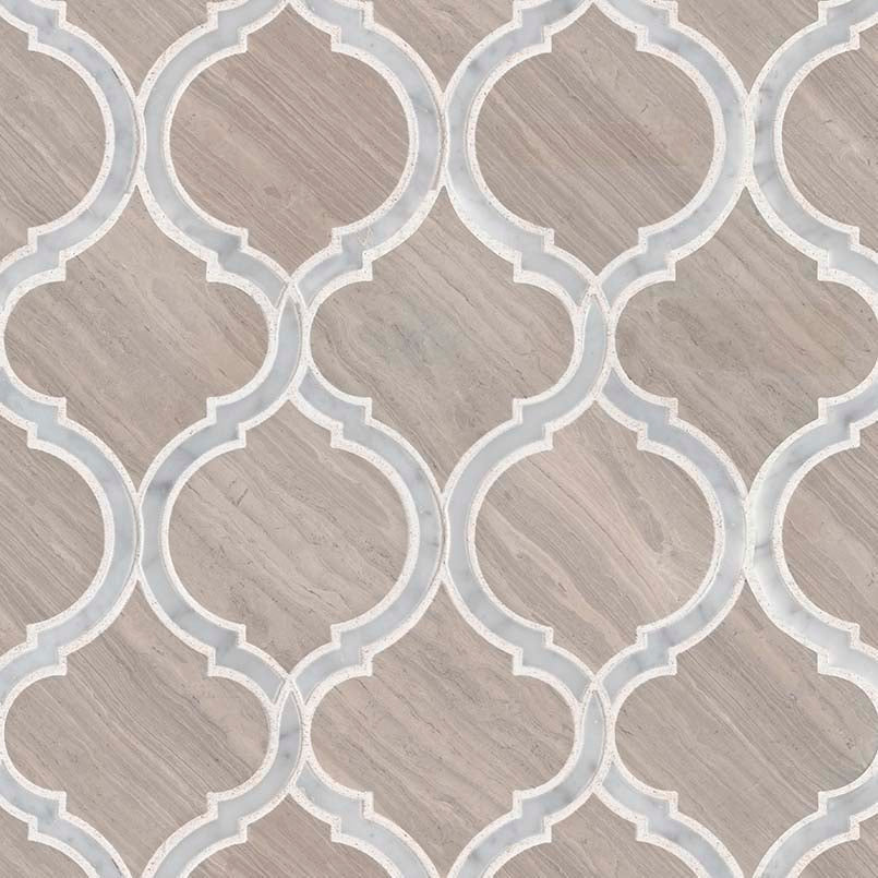 MS International Decorative Mosaic 12" x 12" Arabesque White Quarry  Savona
