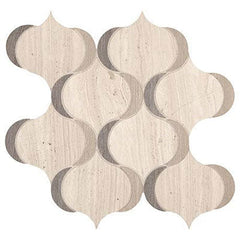 Marazzi Castellina Stone Mosaic 14" X 14" Modern Arabesque Gray And Fawn