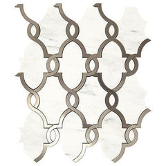 Marazzi Castellina Stone Mosaic 15" X 14" Basilica White And Steel