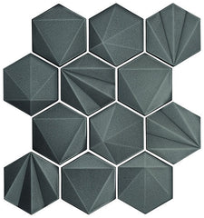 Marazzi Geometal 3" X 3" Hexagon Gunmetal