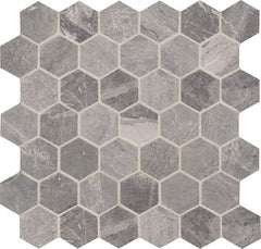 Marazzi Predella 2" Hexagon, Straight Edge Meta Silver