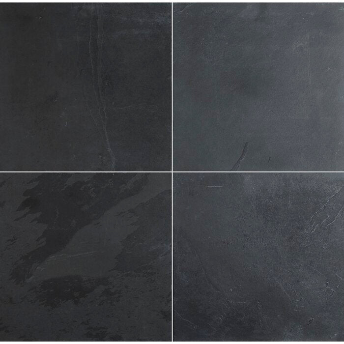 MS International Slate And Quartzite 12" x 12" Honed Montauk Black