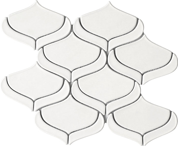 Emser Mythos 11"x12" Arabesque Mosaic 2.8"X3.1" White