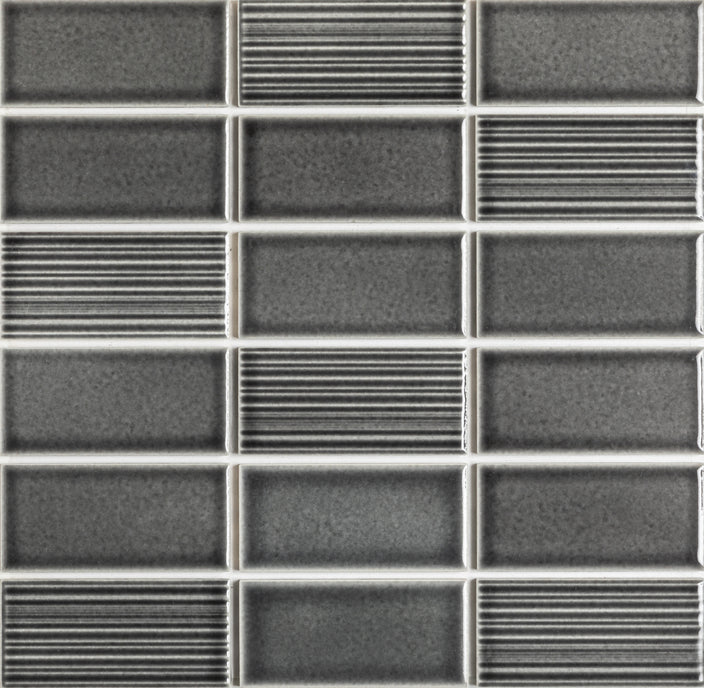 Emser Nagara 11"x11" Stacked Mosaic1.8"X3.75" Polished Gray