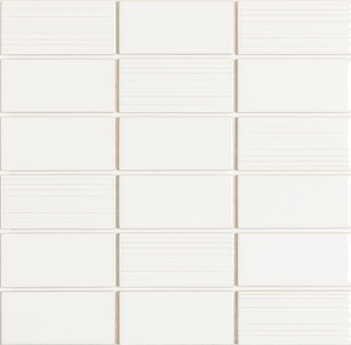 Emser Nagara 11"x11" Stacked Mosaic1.8"X3.75" Polished White