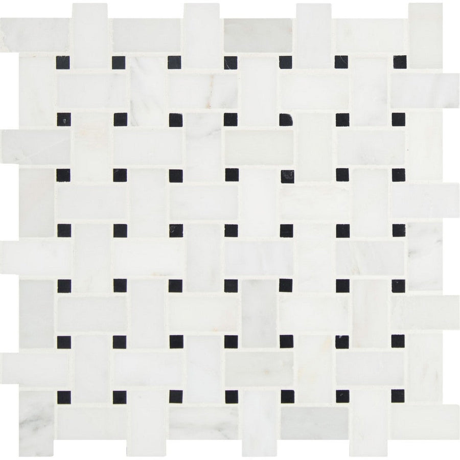 MS International Natural Stone Marble 12" x 12" Basketweave Mosaic Arabescato Carrara